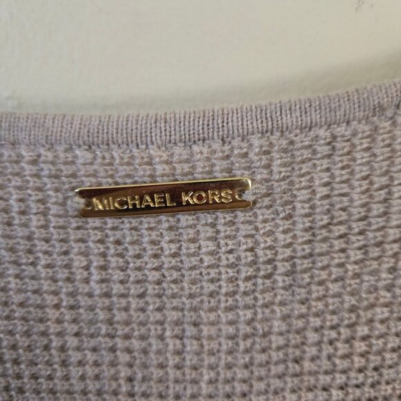 Michael Kors Waffle Knit High Low Beige Tunic Pullover Size L - Picture 4 of 5